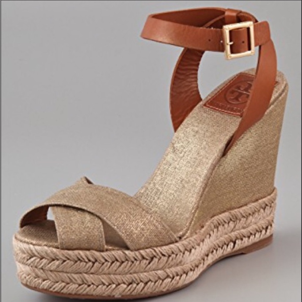 Tory Burch Fabian Espadrille Wedges. Size 7
